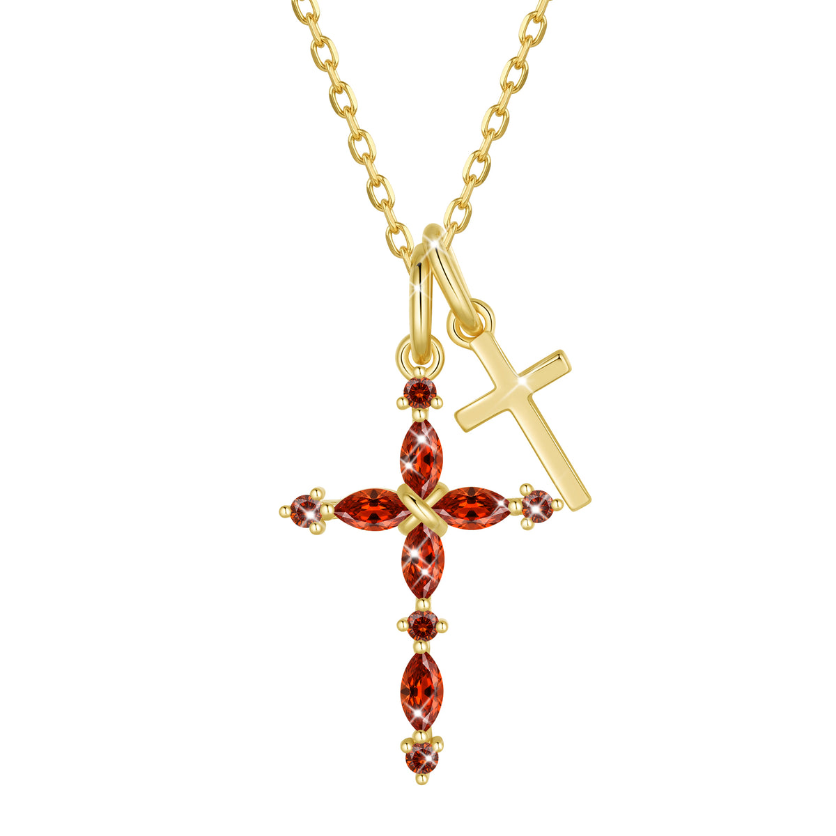 Yndra 925 Sterling Silver 3-Way Cross Necklace for Women,Detachable  Birthstone Cross Double Pendant Christian Necklace,Anniversary Birthday Jewelry Gift for Her Mom Wife Girlfriend