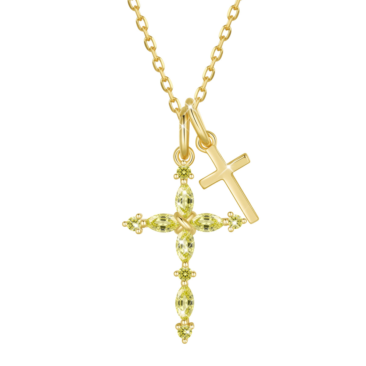 Yndra 925 Sterling Silver 3-Way Cross Necklace for Women,Detachable  Birthstone Cross Double Pendant Christian Necklace,Anniversary Birthday Jewelry Gift for Her Mom Wife Girlfriend