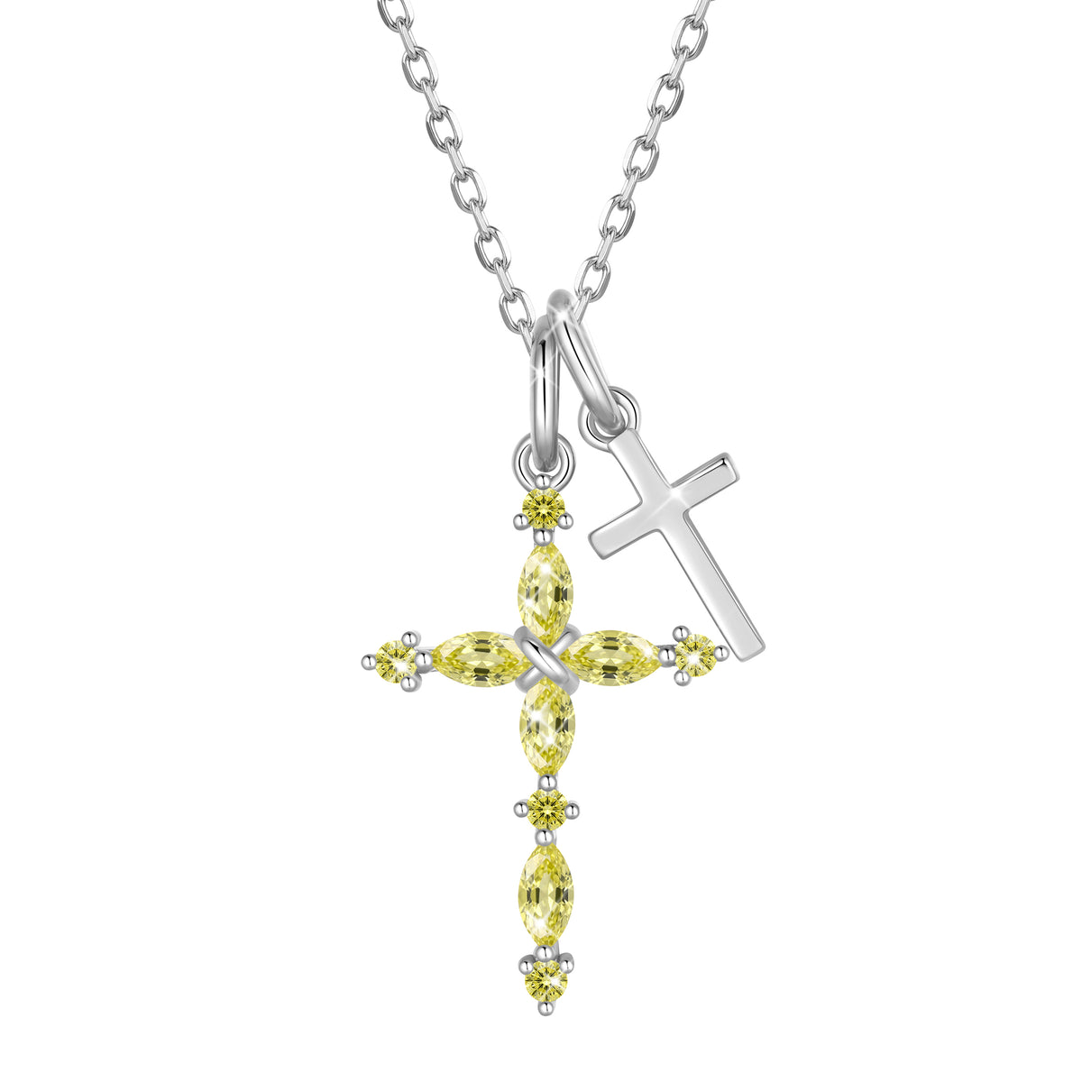 Yndra 925 Sterling Silver 3-Way Cross Necklace for Women,Detachable  Birthstone Cross Double Pendant Christian Necklace,Anniversary Birthday Jewelry Gift for Her Mom Wife Girlfriend