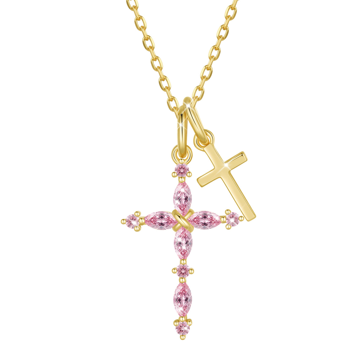 Yndra 925 Sterling Silver 3-Way Cross Necklace for Women,Detachable  Birthstone Cross Double Pendant Christian Necklace,Anniversary Birthday Jewelry Gift for Her Mom Wife Girlfriend