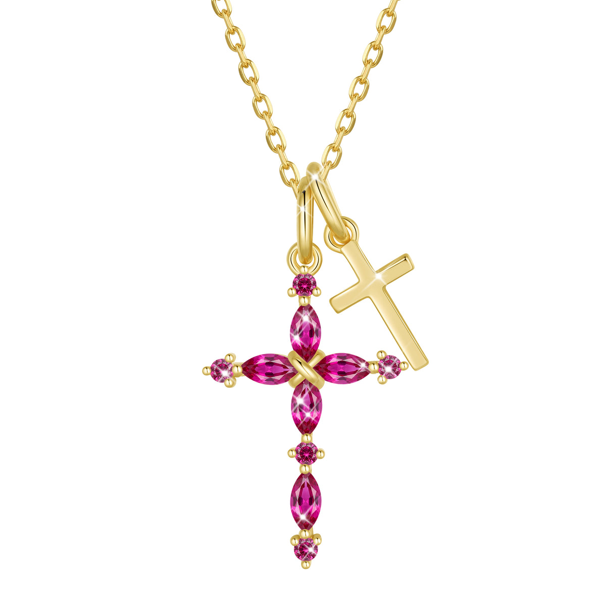 Yndra 925 Sterling Silver 3-Way Cross Necklace for Women,Detachable  Birthstone Cross Double Pendant Christian Necklace,Anniversary Birthday Jewelry Gift for Her Mom Wife Girlfriend