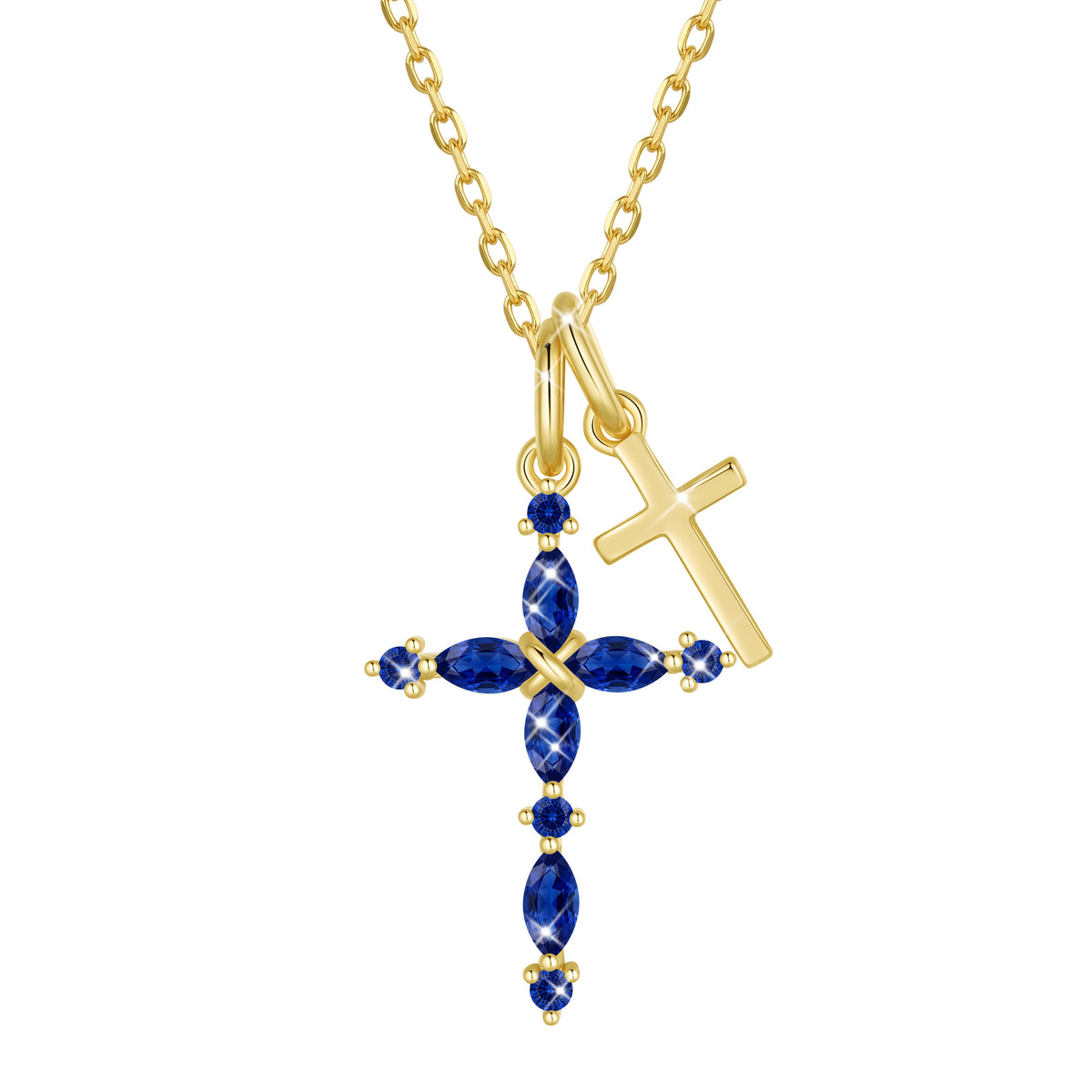 Yndra 925 Sterling Silver 3-Way Cross Necklace for Women,Detachable  Birthstone Cross Double Pendant Christian Necklace,Anniversary Birthday Jewelry Gift for Her Mom Wife Girlfriend