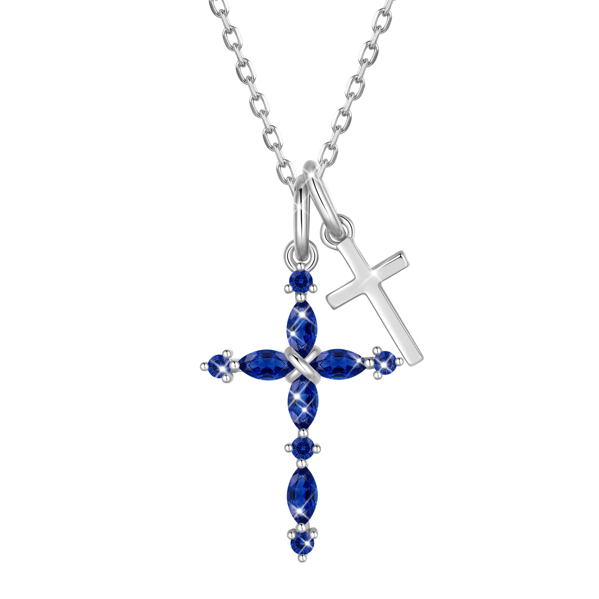 Yndra 925 Sterling Silver 3-Way Cross Necklace for Women,Detachable  Birthstone Cross Double Pendant Christian Necklace,Anniversary Birthday Jewelry Gift for Her Mom Wife Girlfriend