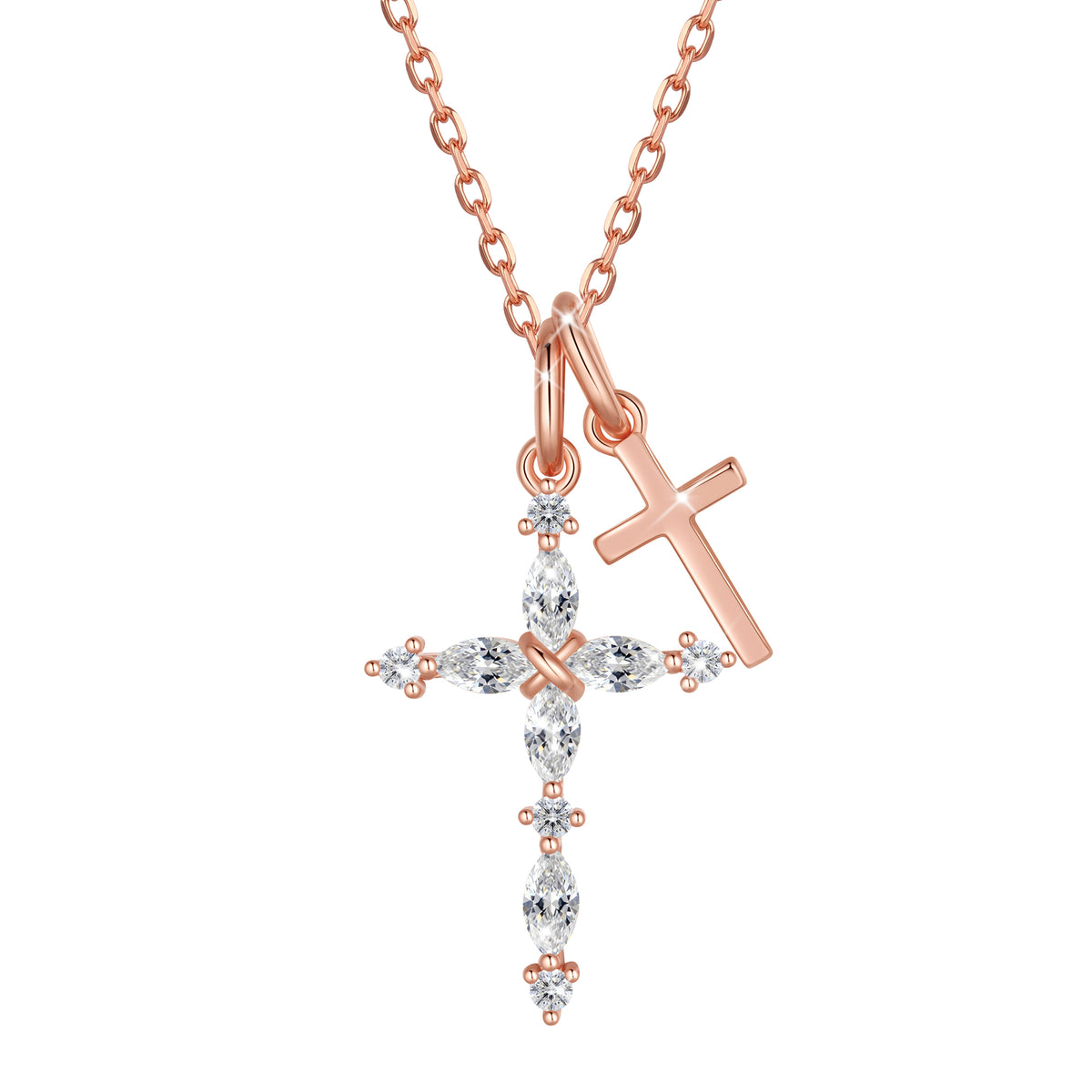 Yndra 925 Sterling Silver 3-Way Cross Necklace for Women,Detachable  Birthstone Cross Double Pendant Christian Necklace,Anniversary Birthday Jewelry Gift for Her Mom Wife Girlfriend