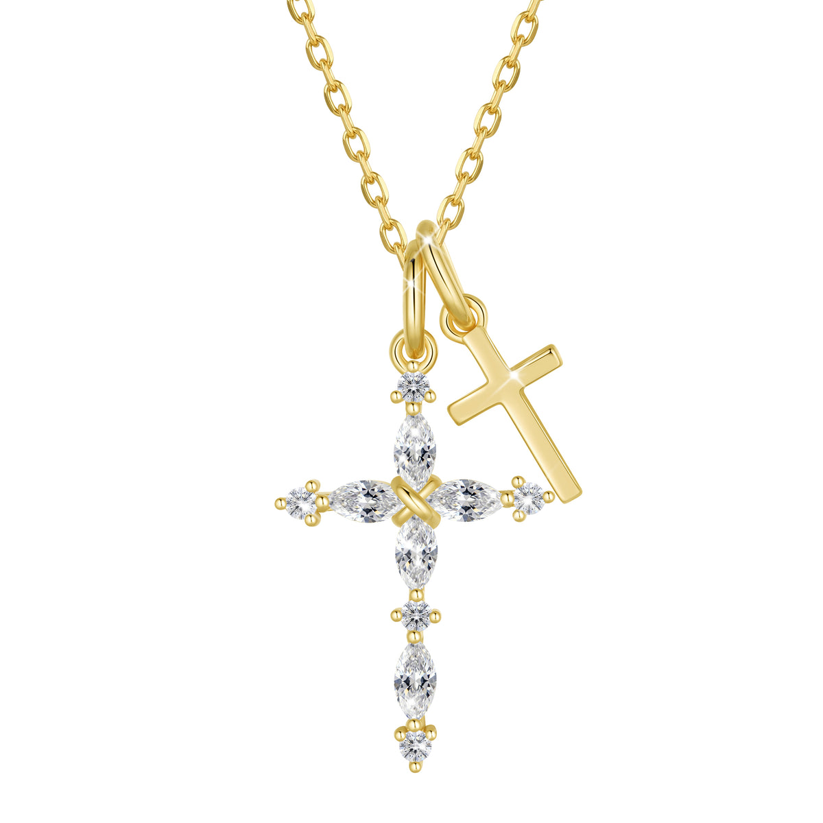 Yndra 925 Sterling Silver 3-Way Cross Necklace for Women,Detachable  Birthstone Cross Double Pendant Christian Necklace,Anniversary Birthday Jewelry Gift for Her Mom Wife Girlfriend