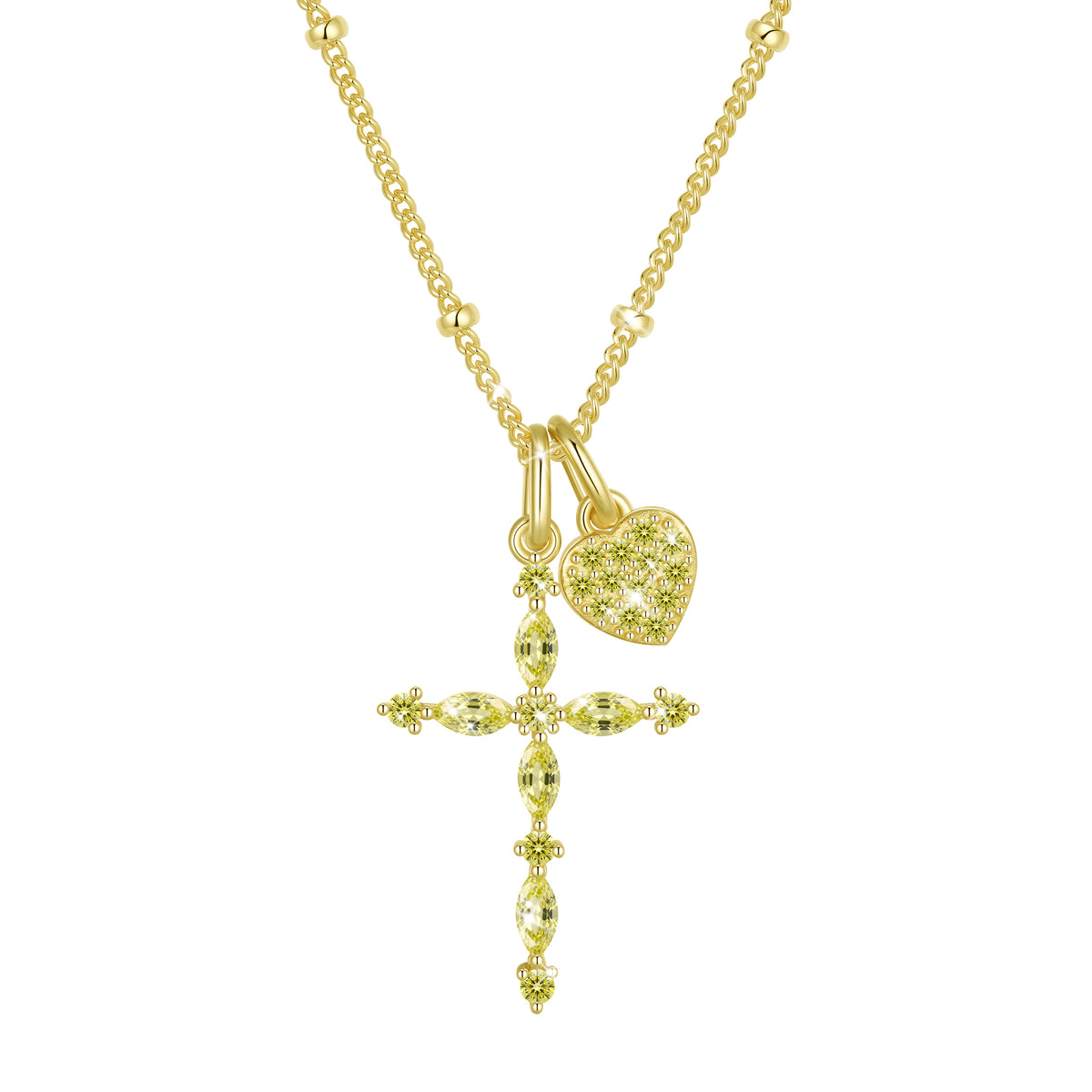 Beautlace 925 Sterling Silver 3-Way Cross Necklace for Women,Detachable Heart and Birthstone Cross Double Pendant Necklace,Anniversary Birthday Jewelry Gift for Her Mom Wife Girlfriend
