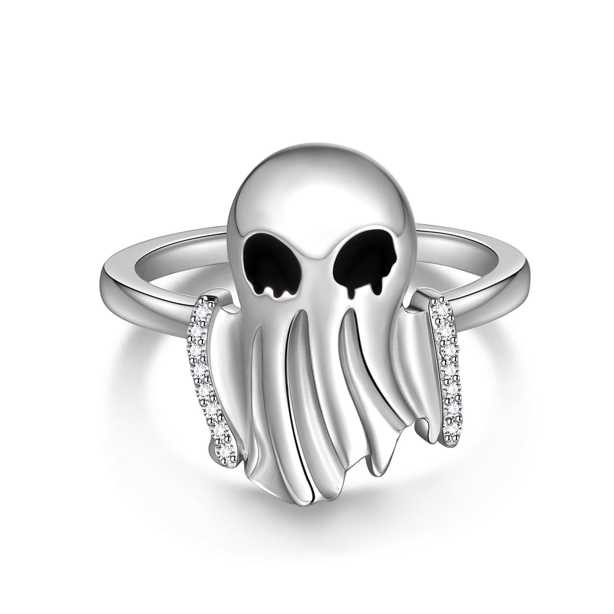 Halloween Spooky Ghost Jewelry Set,Fasjewly Silver Plated Cute Ghost Halloween Huggie Hoop Earrings/Pendant Necklace Cosplay Party Jewerlry Gifts for Women Men