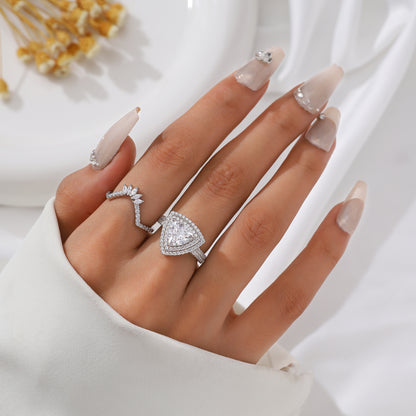 Princess Cut Engagement Rings Set for Women,3 Carat AAAAA Cz Promise Ring for Her,925 Sterling Silver Band Ring Bridal Ring Set
