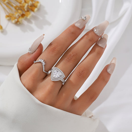 Princess Cut Engagement Rings Set for Women,3 Carat AAAAA Cz Promise Ring for Her,925 Sterling Silver Band Ring Bridal Ring Set