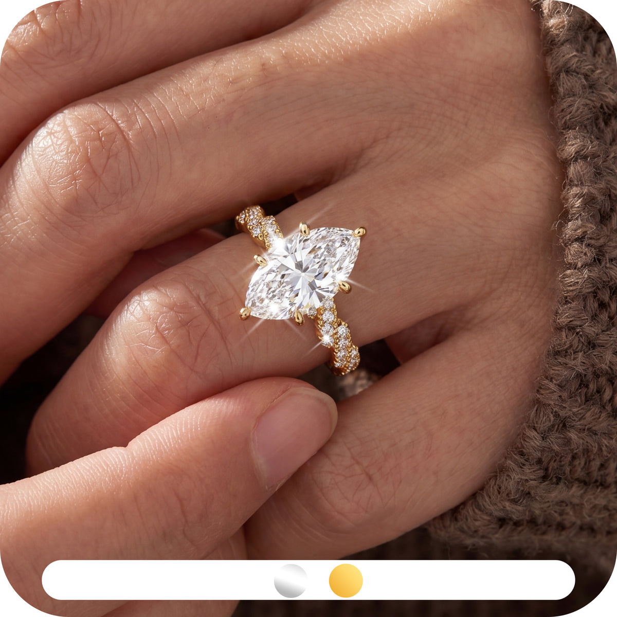 Yndra Marquise CZ Ring for Women,5A Cubic Zirconia Engagement Ring,925 Sterling Silver Plated Promise Ring,Dainty Wedding Jewelry Gift for Her