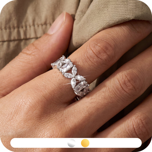Yndra Butterfly CZ Eternity Band Ring for Women,5A Cubic Zirconia Full Band Ring,18K Gold /White Gold Plated Wedding Stackable Ring,Jewelry Gift for Her  Size 5-9