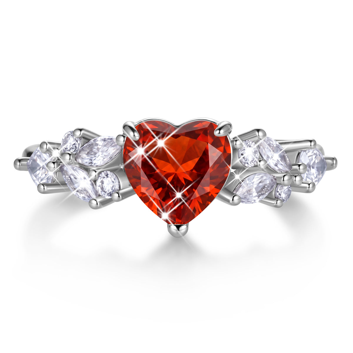 Yndra Heart Birthstone Ring for Women,Silver Plated CZ Promise Ring,Heart Engagement Ring, Valentine’s Day Birthday Christmas Mother’s Day Jewelry Gift for Women Wife Mom Girlfriend
