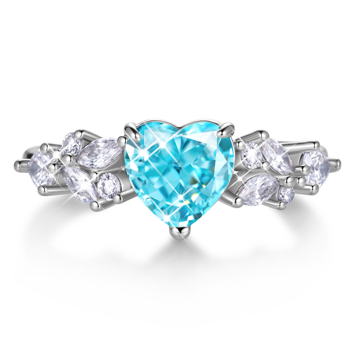 Yndra Heart Birthstone Ring for Women,Silver Plated CZ Promise Ring,Heart Engagement Ring, Valentine’s Day Birthday Christmas Mother’s Day Jewelry Gift for Women Wife Mom Girlfriend
