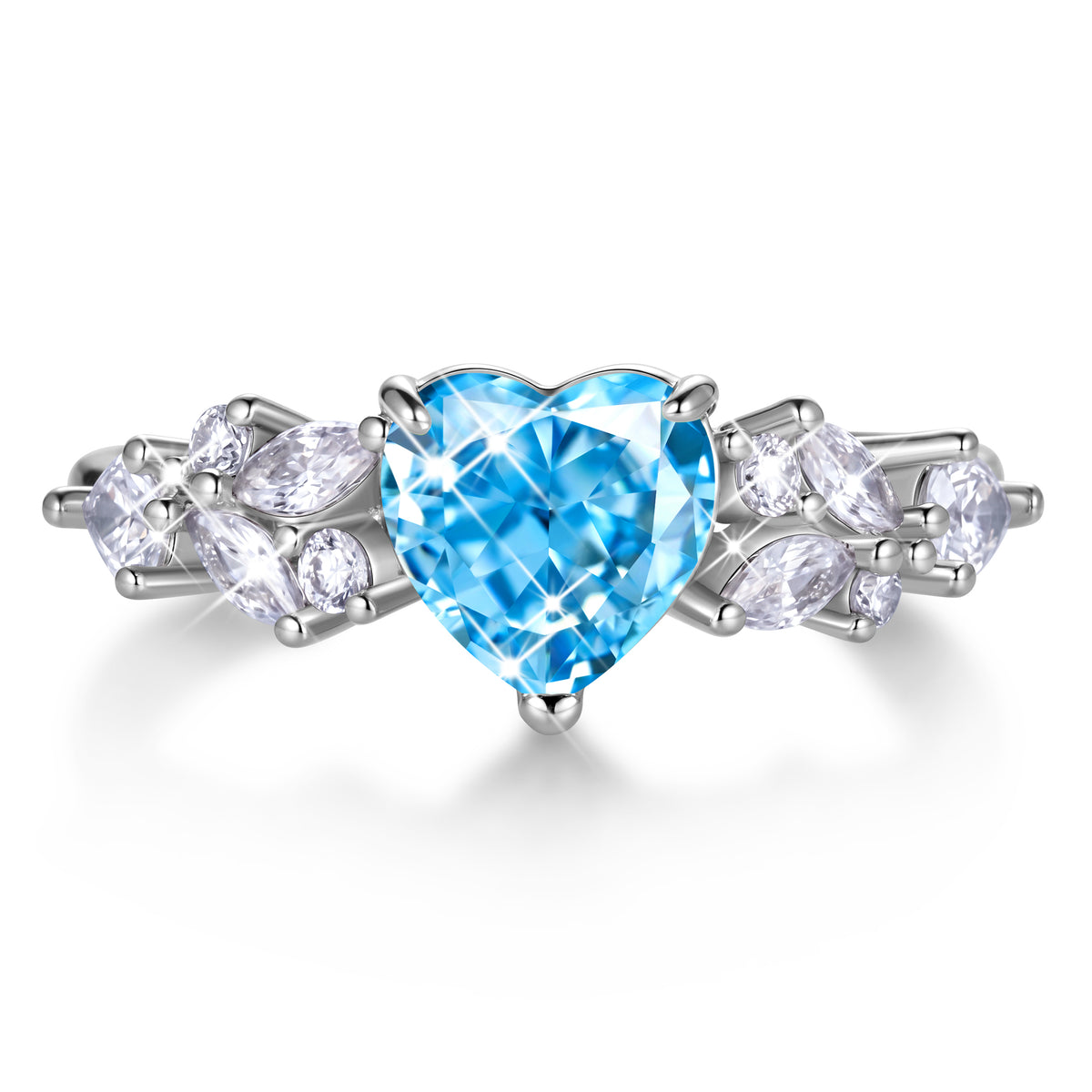 Yndra Heart Birthstone Ring for Women,Silver Plated CZ Promise Ring,Heart Engagement Ring, Valentine’s Day Birthday Christmas Mother’s Day Jewelry Gift for Women Wife Mom Girlfriend