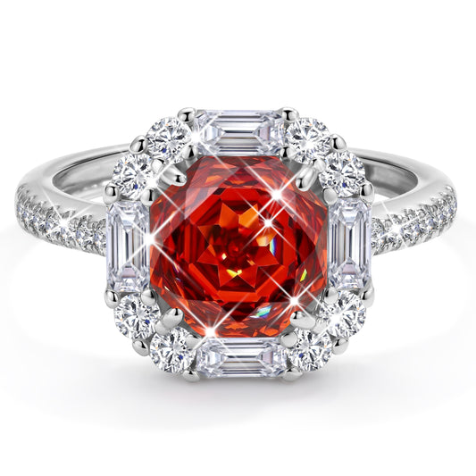 Yndra Birthstone Ring for Women,Silver Plated Halo CZ Adjustable Ring,Vintage Promise Band Ring,Valentine’s Day Birthday Christmas Mother’s Day Jewelry Gift for Wife Mom Girlfriend