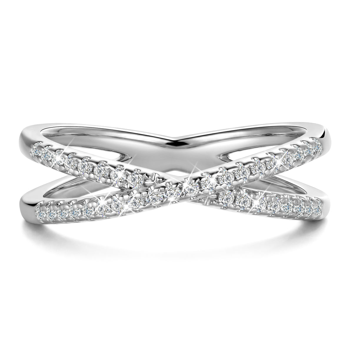 Beautlace Stackable Rings for Women,18K Gold Plated or 18K White Gold Plated  Non Tarnish X Ring with 5A Cubic Zirconia,Twisted Criss Cross Minimalist Rings,Wedding Christmas Birthday Jewelry Gift for Her Wife Girlfriend