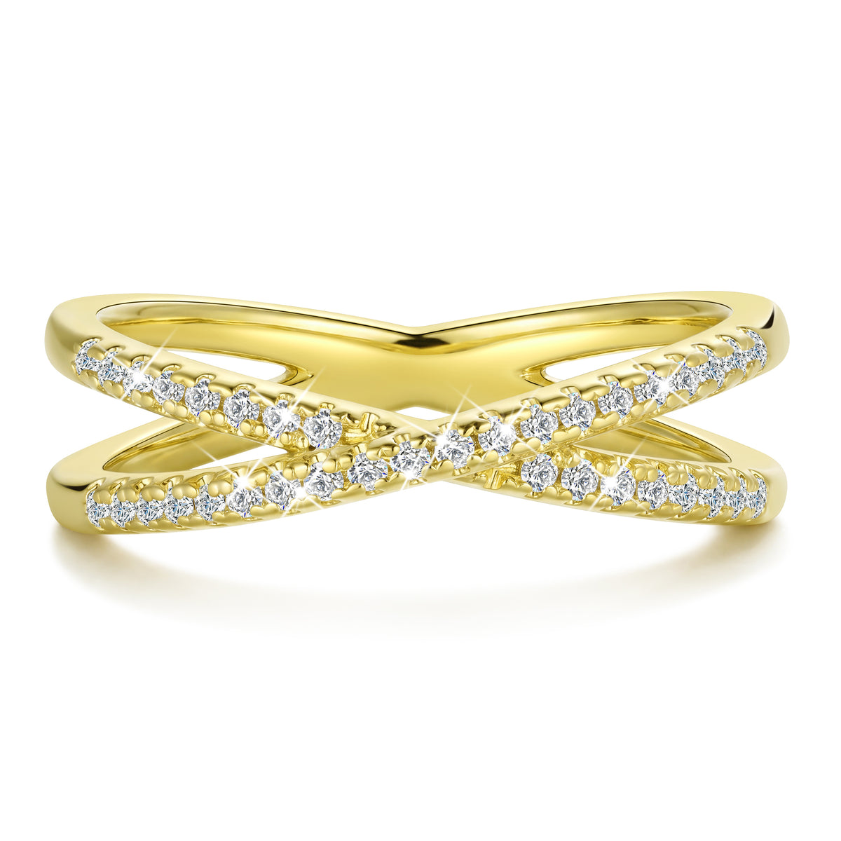 Beautlace Stackable Rings for Women,18K Gold Plated or 18K White Gold Plated  Non Tarnish X Ring with 5A Cubic Zirconia,Twisted Criss Cross Minimalist Rings,Wedding Christmas Birthday Jewelry Gift for Her Wife Girlfriend