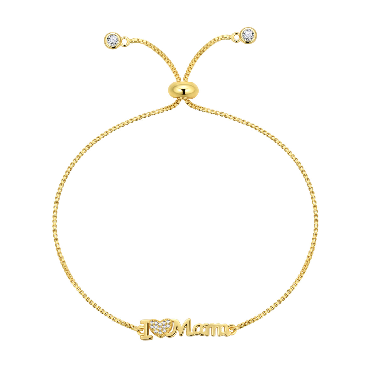 14K Gold Plated Heart Bracelet,Adjustable Mama Bracelet Link Mothers Day Gifts for Women Mom