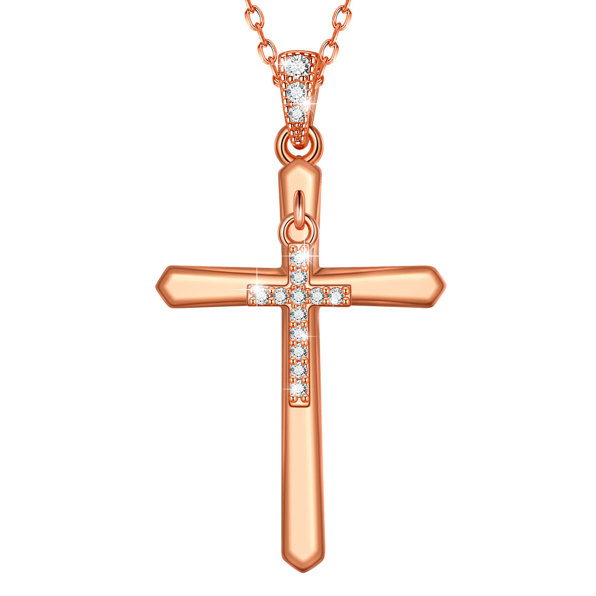 Yndra Cross Necklace,S925 Sterling Silver Movable Cross Pendant with Crystal Christian Faith Jewelry Gift for Women /Men Birthday Valentine’s Day