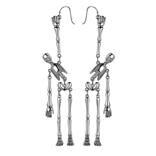 Halloween Skull Dangle Earrings - Jointed Skeleton Long Drop Earrings Stud Jewelry for Women Men