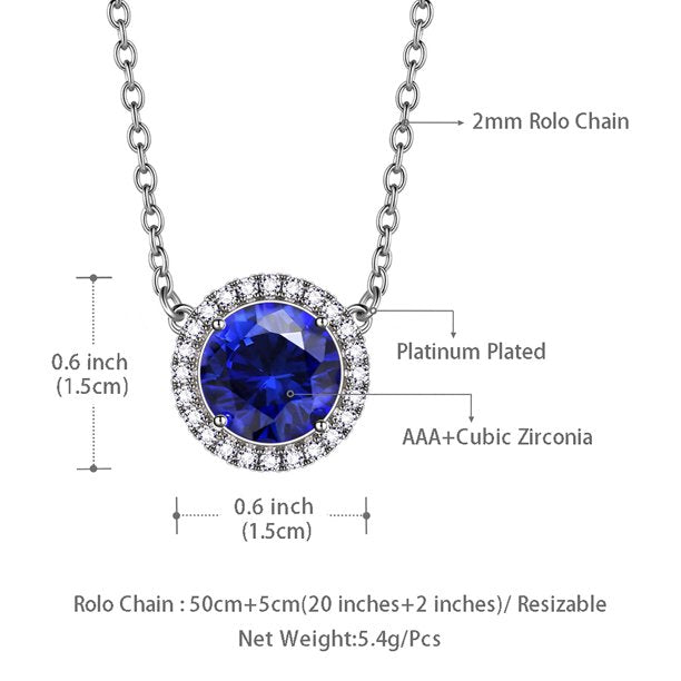 Beautlace Colliers avec pierre de naissance plaqué argent, pendentif de forme ronde, collier avec pierre de naissance, bijoux cadeaux d'anniversaire pour hommes et femmes