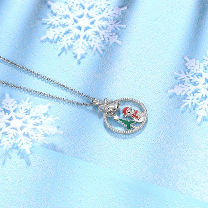 Beautlace 925 Sterling Silver Christmas Tree Snowman Snowflake Jingle Bell Christmas Necklace,Cute Santa Claus Snowman Pendant Necklace for Women Girls Christmas Jewelry Gifts for Families Friends