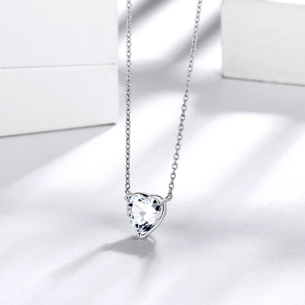 Beautlace Collier avec pierre de naissance en argent sterling 925, pendentif d'amour en forme de petits cœurs pour petites femmes, collier minimaliste avec pierre de naissance, cadeau d'anniversaire, bijoux 