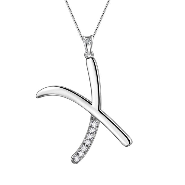 Beautlace Collier avec lettres initiales – Argent sterling 925 avec pendentif personnalisé avec nom de l'alphabet et cristal CZ, bijoux pour la fête des mères, la Saint-Valentin, Noël, un anniversaire, pour sa maman, sa femme, sa petite amie 