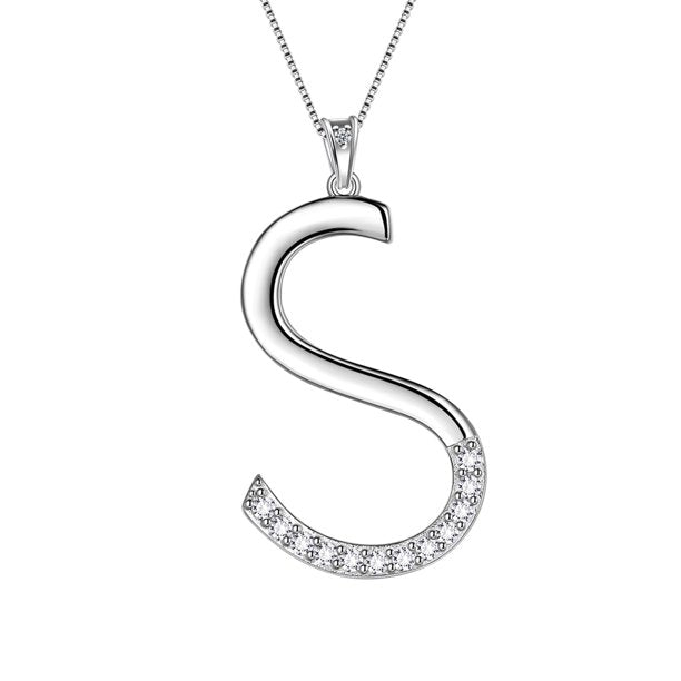 Beautlace Collier avec lettres initiales – Argent sterling 925 avec pendentif personnalisé avec nom de l'alphabet et cristal CZ, bijoux pour la fête des mères, la Saint-Valentin, Noël, un anniversaire, pour sa maman, sa femme, sa petite amie 