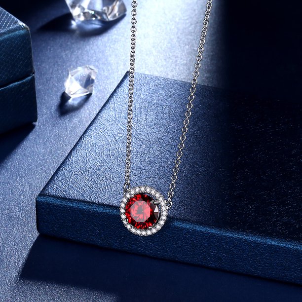 Beautlace Colliers avec pierre de naissance plaqué argent, pendentif de forme ronde, collier avec pierre de naissance, bijoux cadeaux d'anniversaire pour hommes et femmes