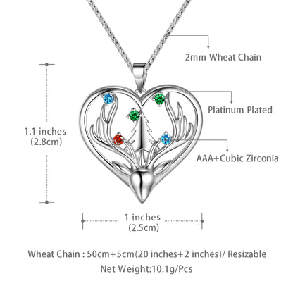 Beautlace Deer Necklace Silver Plated Heart Pendant Christmas Tree Necklace for Women Girls