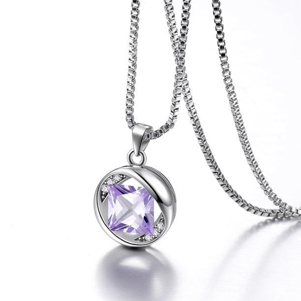Beautlace Collier avec pierre de naissance en argent sterling 925, pendentif rond en zircone cubique, bijoux pour femmes et filles