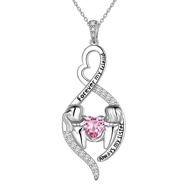 Beautlace 925 Sterling Silver Sister Necklace，Always My Sister Forever My Friend Infinity Pendant Necklace ，Birthday Graduation Christmas Jewelry Gifts for Women Girls Sisters