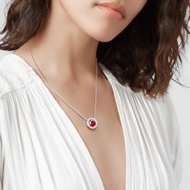 Beautlace Colliers avec pierre de naissance plaqué argent, pendentif de forme ronde, collier avec pierre de naissance, bijoux cadeaux d'anniversaire pour hommes et femmes