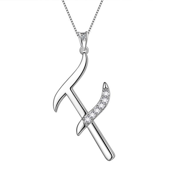Beautlace Collier avec lettres initiales – Argent sterling 925 avec pendentif personnalisé avec nom de l'alphabet et cristal CZ, bijoux pour la fête des mères, la Saint-Valentin, Noël, un anniversaire, pour sa maman, sa femme, sa petite amie 