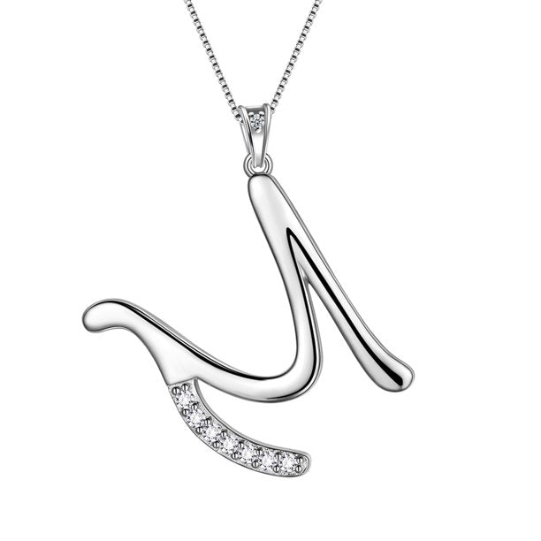 Beautlace Collier avec lettres initiales – Argent sterling 925 avec pendentif personnalisé avec nom de l'alphabet et cristal CZ, bijoux pour la fête des mères, la Saint-Valentin, Noël, un anniversaire, pour sa maman, sa femme, sa petite amie 