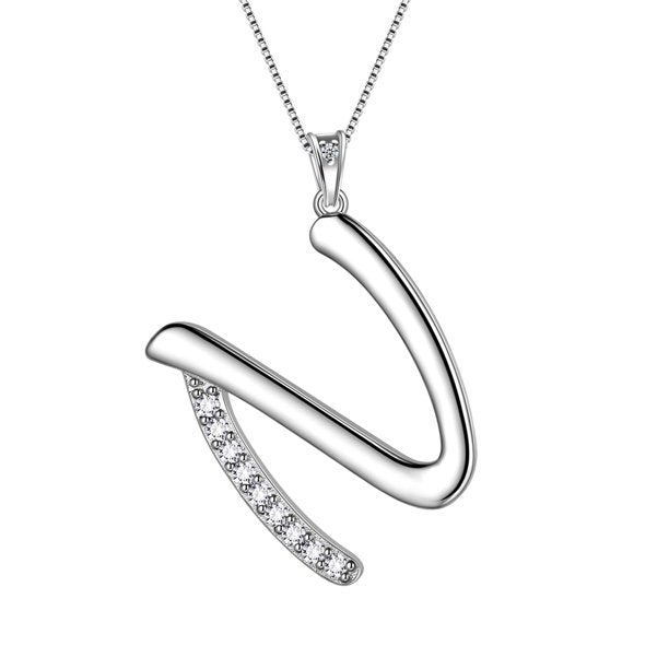 Beautlace Collier avec lettres initiales – Argent sterling 925 avec pendentif personnalisé avec nom de l'alphabet et cristal CZ, bijoux pour la fête des mères, la Saint-Valentin, Noël, un anniversaire, pour sa maman, sa femme, sa petite amie 