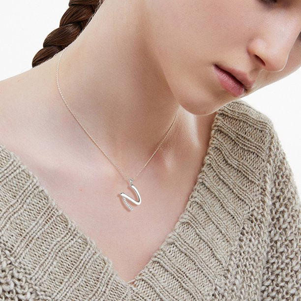 Beautlace Collier avec lettres initiales – Argent sterling 925 avec pendentif personnalisé avec nom de l'alphabet et cristal CZ, bijoux pour la fête des mères, la Saint-Valentin, Noël, un anniversaire, pour sa maman, sa femme, sa petite amie 
