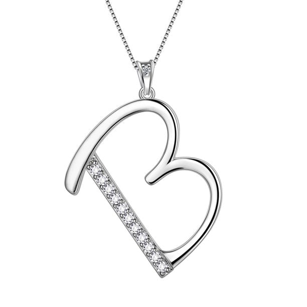 Beautlace Collier avec lettres initiales – Argent sterling 925 avec pendentif personnalisé avec nom de l'alphabet et cristal CZ, bijoux pour la fête des mères, la Saint-Valentin, Noël, un anniversaire, pour sa maman, sa femme, sa petite amie 
