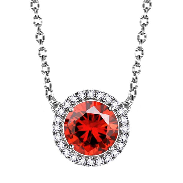 Beautlace Colliers avec pierre de naissance plaqué argent, pendentif de forme ronde, collier avec pierre de naissance, bijoux cadeaux d'anniversaire pour hommes et femmes