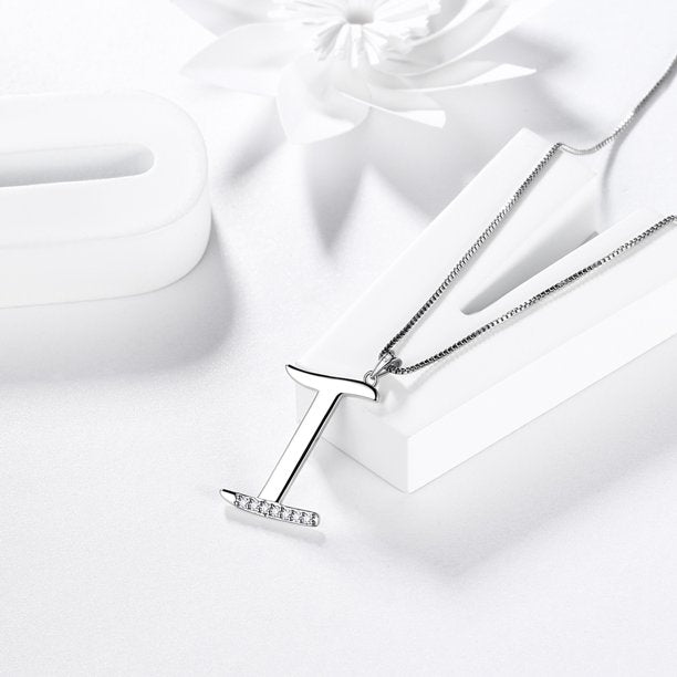 Beautlace Collier avec lettres initiales – Argent sterling 925 avec pendentif personnalisé avec nom de l'alphabet et cristal CZ, bijoux pour la fête des mères, la Saint-Valentin, Noël, un anniversaire, pour sa maman, sa femme, sa petite amie 