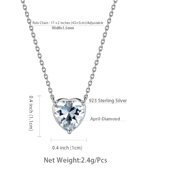 Beautlace Collier avec pierre de naissance en argent sterling 925, pendentif d'amour en forme de petits cœurs pour petites femmes, collier minimaliste avec pierre de naissance, cadeau d'anniversaire, bijoux 