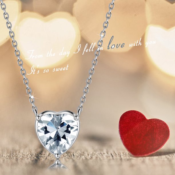 Beautlace Collier avec pierre de naissance en argent sterling 925, pendentif d'amour en forme de petits cœurs pour petites femmes, collier minimaliste avec pierre de naissance, cadeau d'anniversaire, bijoux 