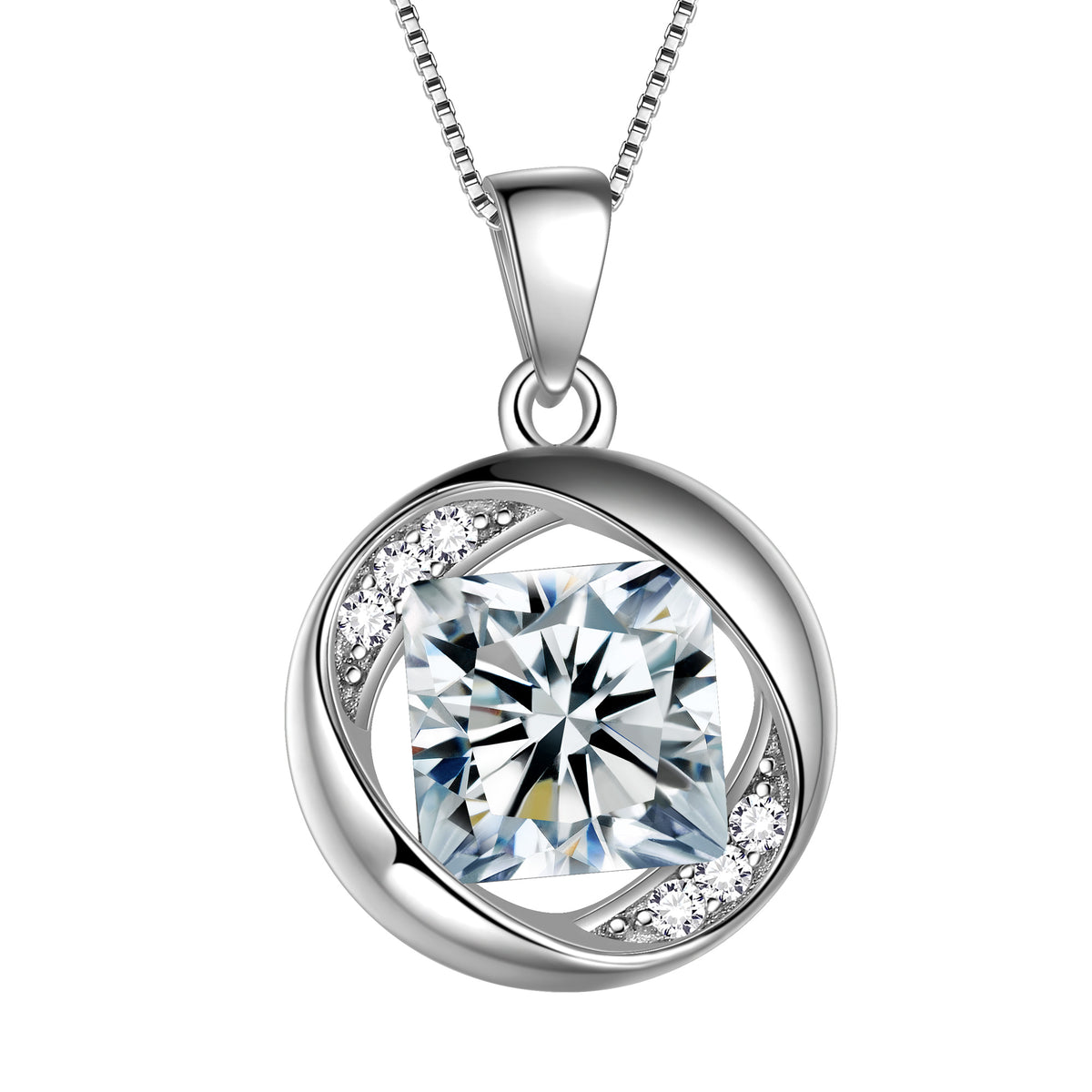 Beautlace Collier avec pierre de naissance en argent sterling 925, pendentif rond en zircone cubique, bijoux pour femmes et filles