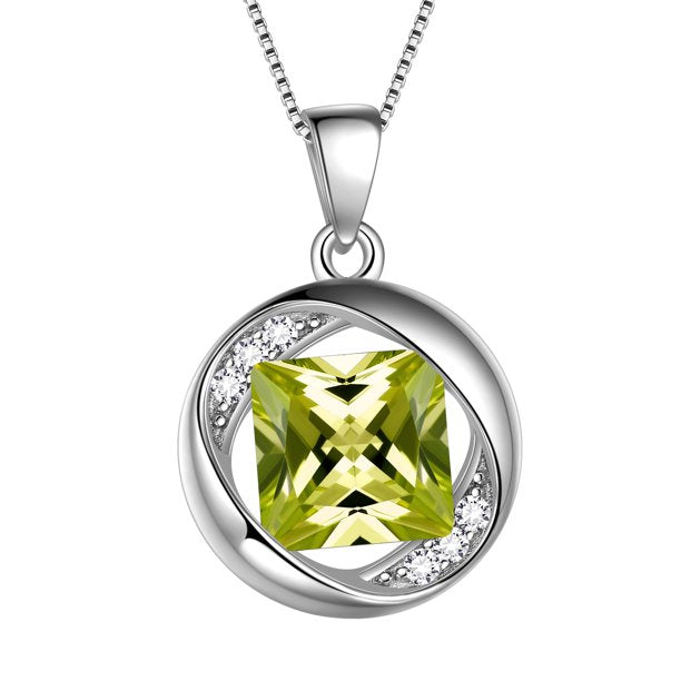 Beautlace Collier avec pierre de naissance en argent sterling 925, pendentif rond en zircone cubique, bijoux pour femmes et filles