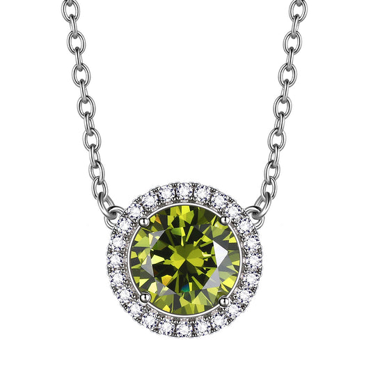 Beautlace Colliers avec pierre de naissance plaqué argent, pendentif de forme ronde, collier avec pierre de naissance, bijoux cadeaux d'anniversaire pour hommes et femmes