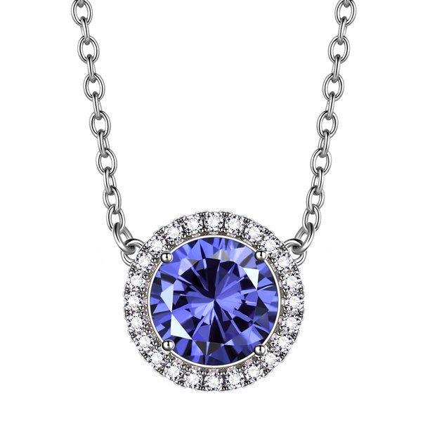 Beautlace Colliers avec pierre de naissance plaqué argent, pendentif de forme ronde, collier avec pierre de naissance, bijoux cadeaux d'anniversaire pour hommes et femmes