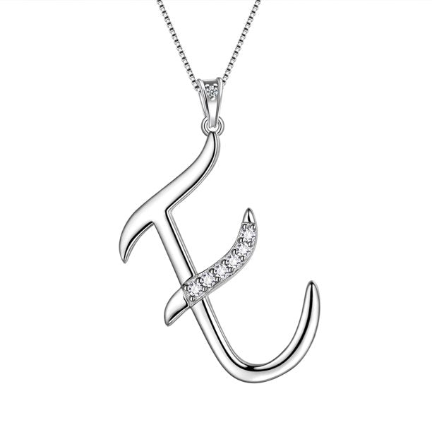 Beautlace Collier avec lettres initiales – Argent sterling 925 avec pendentif personnalisé avec nom de l'alphabet et cristal CZ, bijoux pour la fête des mères, la Saint-Valentin, Noël, un anniversaire, pour sa maman, sa femme, sa petite amie 