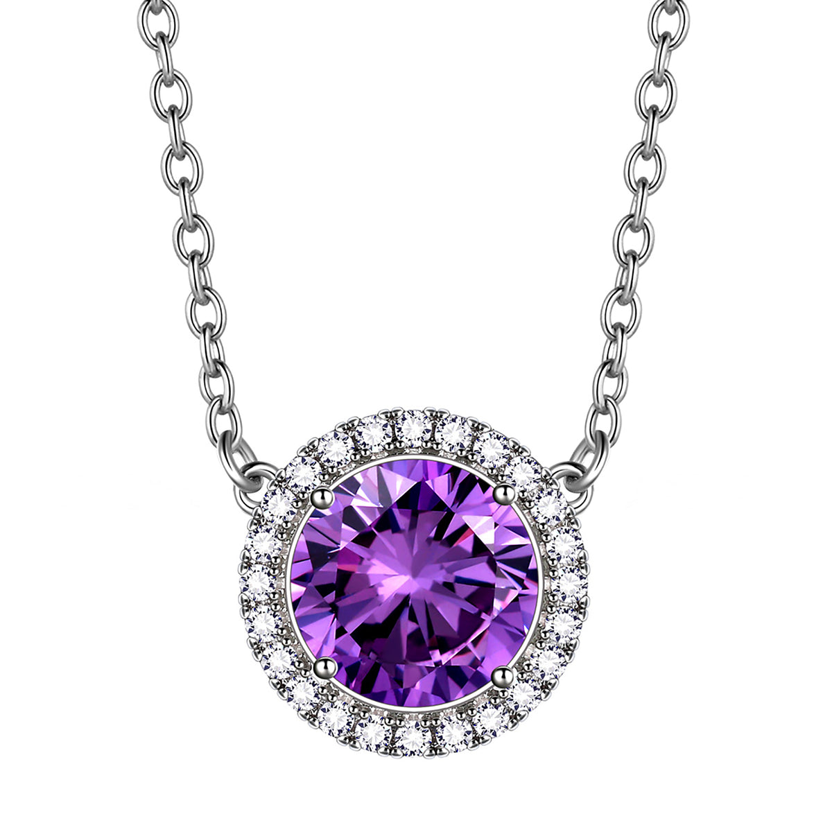 Beautlace Colliers avec pierre de naissance plaqué argent, pendentif de forme ronde, collier avec pierre de naissance, bijoux cadeaux d'anniversaire pour hommes et femmes