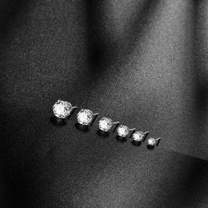 Beautlace 3-8 Mm Stainless Steel White Zircon Earrings,6 Pair Studs Round 316L Stud Earrings For Women